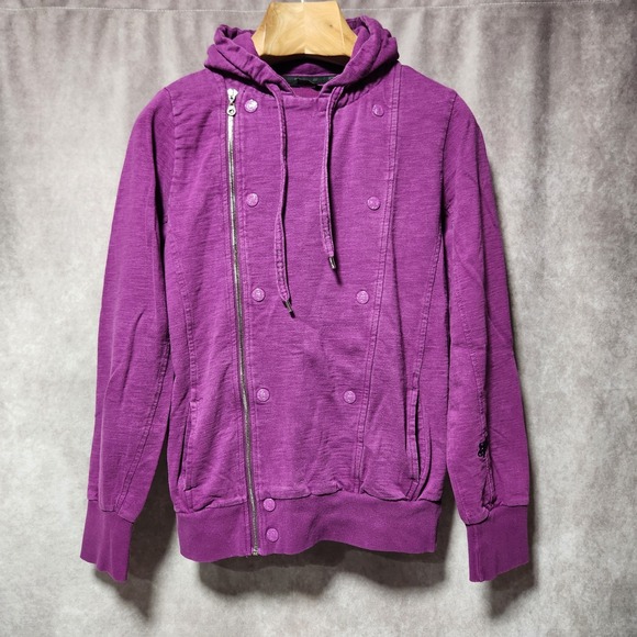women's FOX Racing side Full-Zip snaps Hoodie Sweatshirt jacket Purple logo XL - Picture 4 of 11
